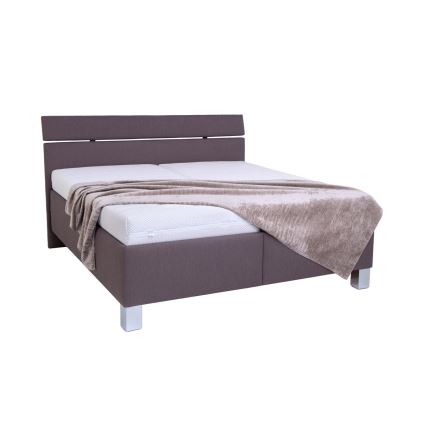 Gepolsterd bed ALIS 160x200 cm met matras en praktische opbergruimte, bruin