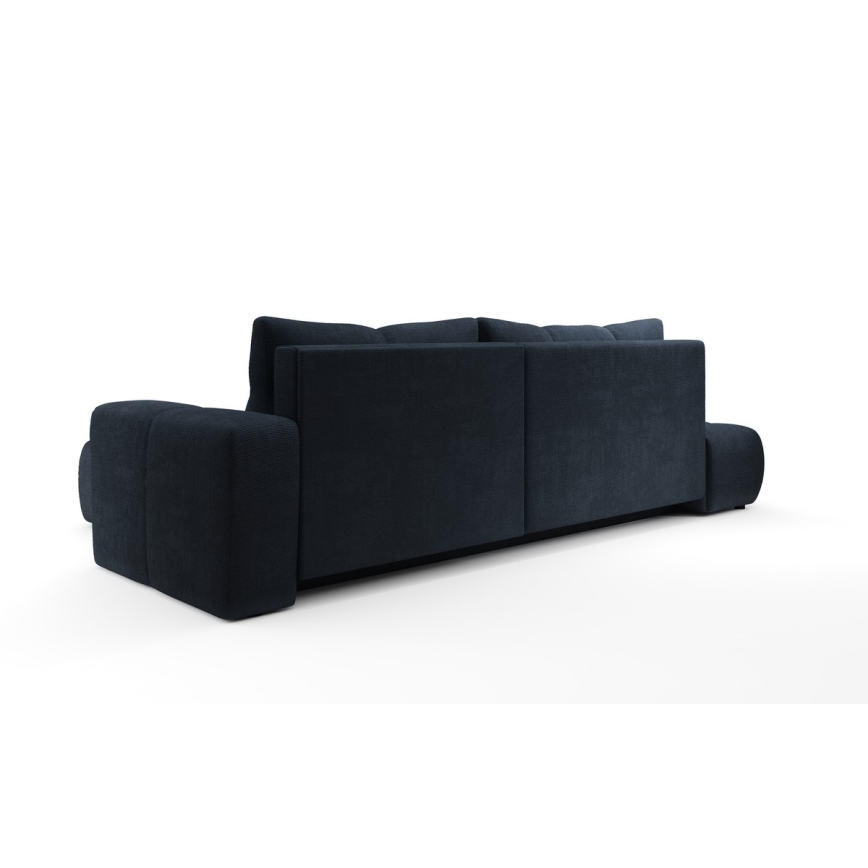 L-vormige gestoffeerde hoekbank met slaapfunctie en opbergruimte ALMADA, rechts, blauw