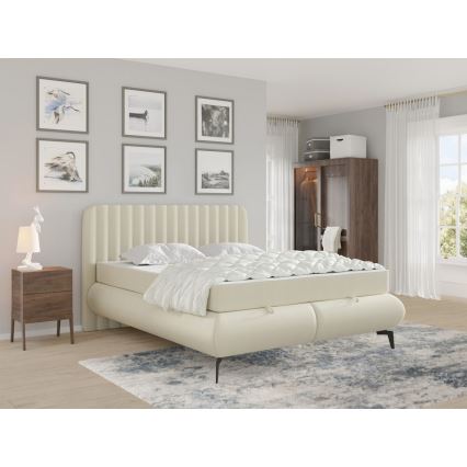 Gestoffeerd bed met matrassen en opbergruimte ALEXA 140x200 cm beige