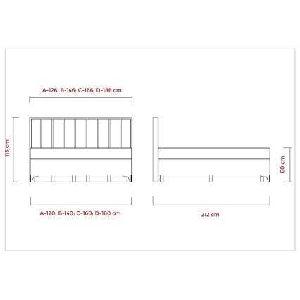 Gestoffeerd bed met matrassen en topmatras, met opbergruimte ALICIA 140x200 cm beige