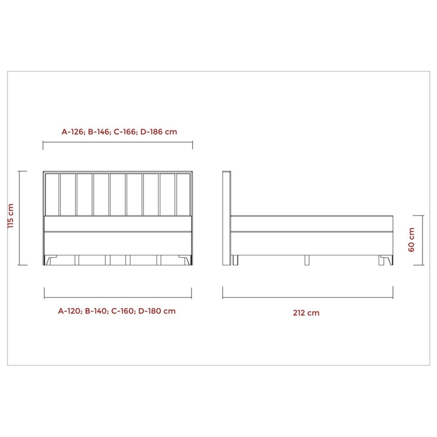 Gestoffeerd bed met matrassen en topmatras, met opbergruimte ALICIA 140x200 cm beige