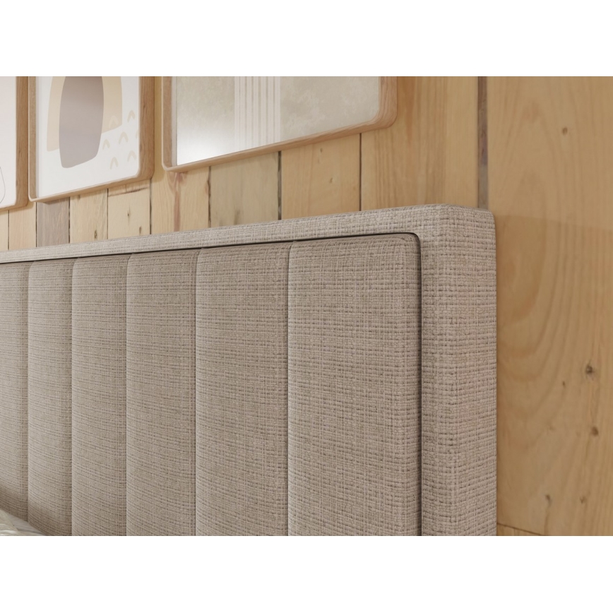 Gestoffeerd bed met matrassen en topper met opbergruimte ALICIA 180x200 cm beige