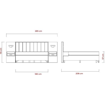 Gestoffeerd bed met matrassen en topper met opbergruimte ALICIA 180x200 cm beige
