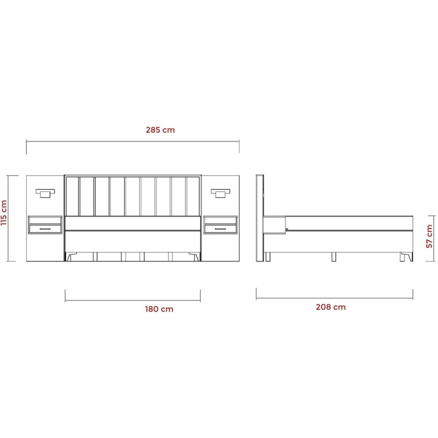 Gestoffeerd bed met matrassen en topper met opbergruimte ALICIA 180x200 cm beige