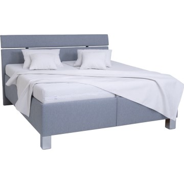 Gestoffeerd bed ALIS 160x200 cm met matras en opbergruimte, lichtgrijs