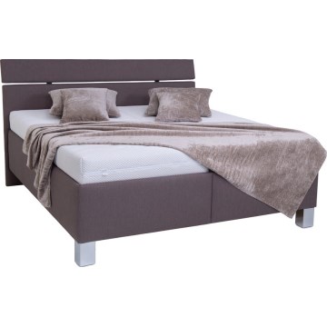 Gestoffeerd bed ALIS 180x200 cm met matras en praktische opbergruimte, bruin
