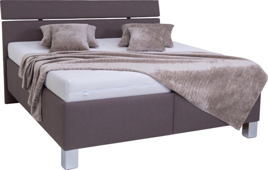 Gestoffeerd bed ALIS 180x200 cm met matras en praktische opbergruimte, bruin