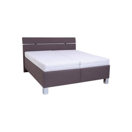 Gestoffeerd bed ALIS 180x200 cm met matras en praktische opbergruimte, bruin