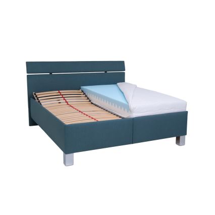 Gestoffeerd bed ALIS met opbergruimte, zonder matras, 160 x 200 cm, petrolblauw