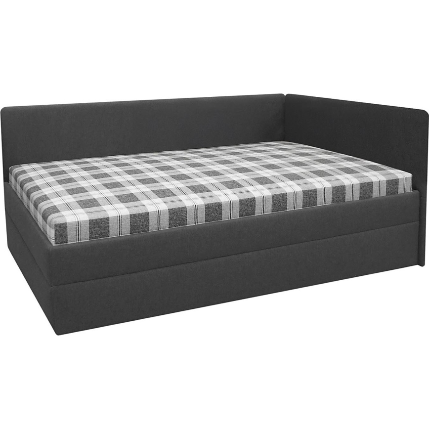 Gestoffeerd bed ARLY 110x200 cm met omkeerbaar hoofdeinde (links/rechts), antraciet/wit
