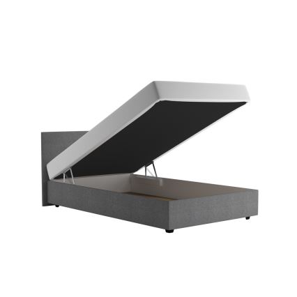 Gestoffeerd bed DARIA 120x200 cm met opbergruimte en matras, grijs