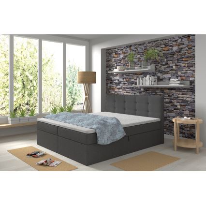 Gestoffeerd bed met matrassen en topmatras met opbergruimte EMBER 160x200 cm antraciet