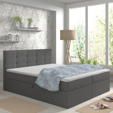 Gestoffeerd bed EMBER 160x200 cm met matrassen, matrastopper en opbergruimte, antraciet
