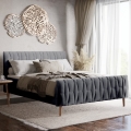 Gestoffeerd bed FLORA 180x200 cm zonder matras, grijs