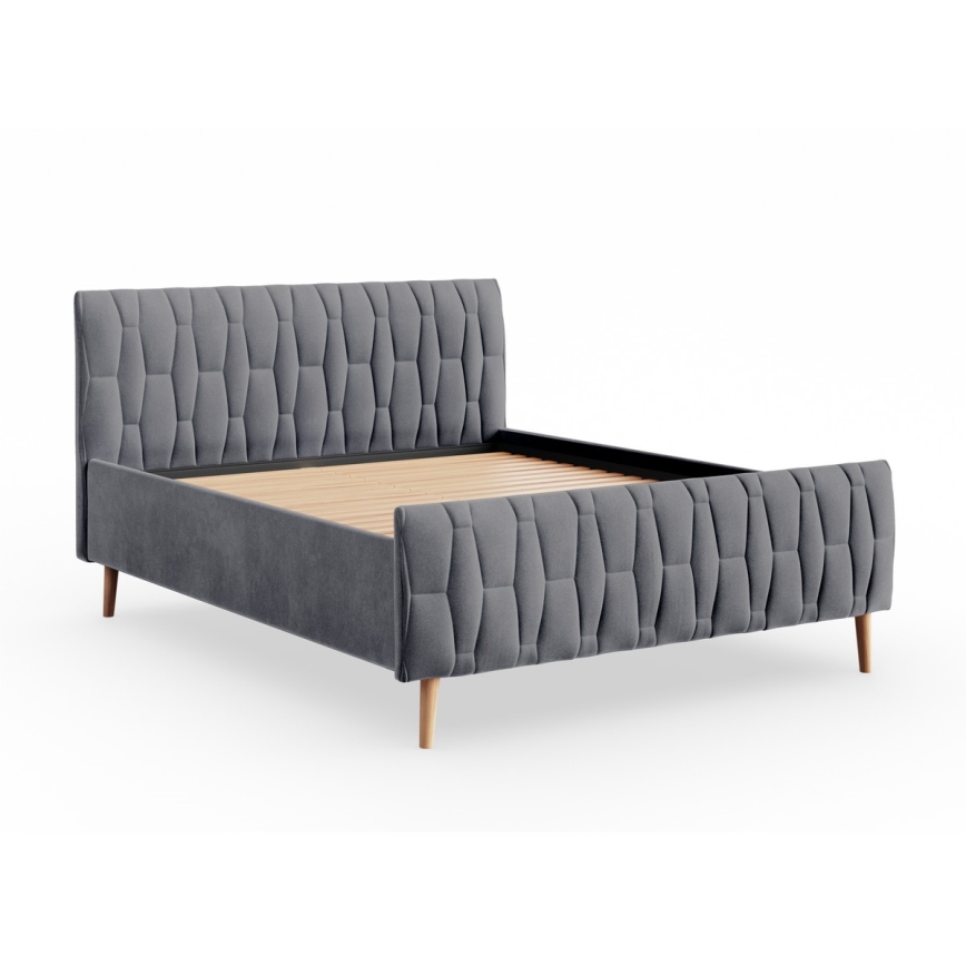Gestoffeerd bed FLORA 180x200 cm zonder matras, grijs