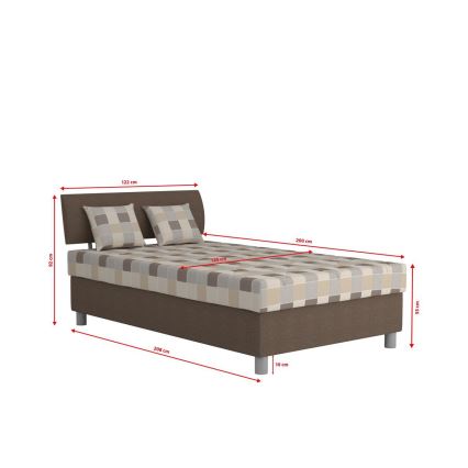 Gestoffeerd bed GEORGE 120x200 cm met opbergruimte en matras, bruin