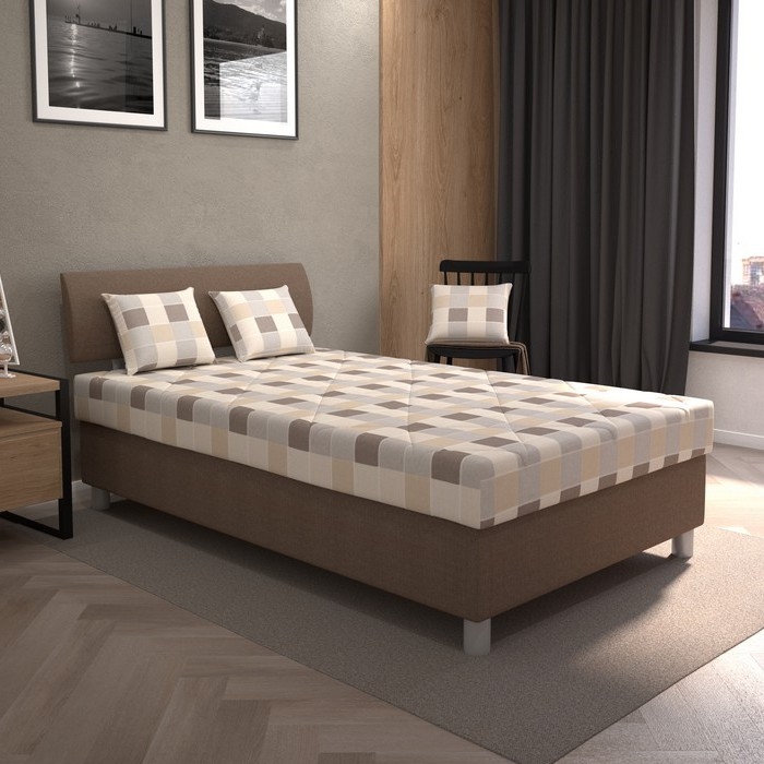 Gestoffeerd bed GEORGE 120x200 cm met opbergruimte, inclusief matras, bruin