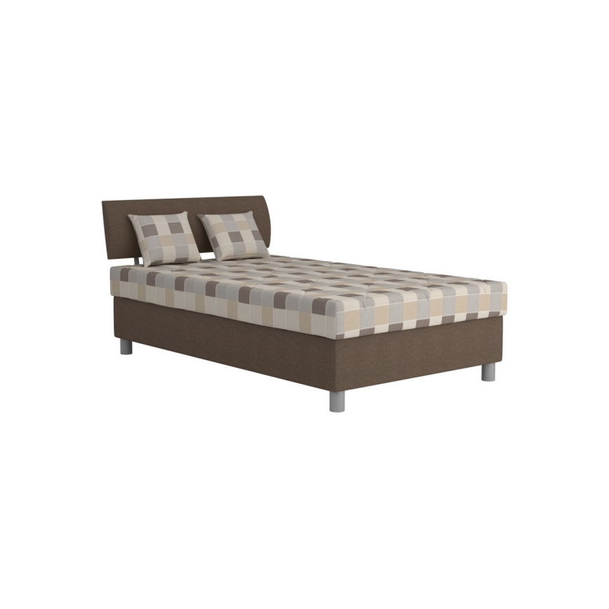 Gestoffeerd bed GEORGE 120x200 cm met opbergruimte, inclusief matras, bruin