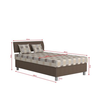 Gestoffeerd bed GEORGE 120x200 cm met opbergruimte, inclusief matras, bruin