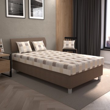 Gestoffeerd bed GEORGE 140x200 cm met opbergruimte en matras, bruin