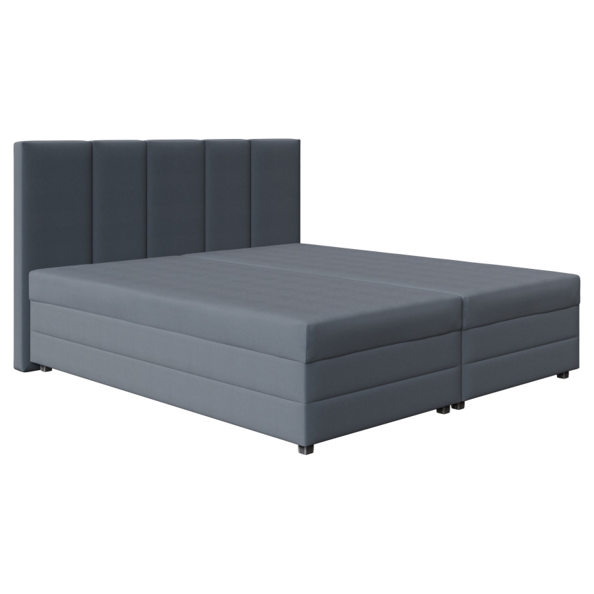 Gestoffeerd bed ISABEL 160x200 met verenmatras en opbergruimte, grijs