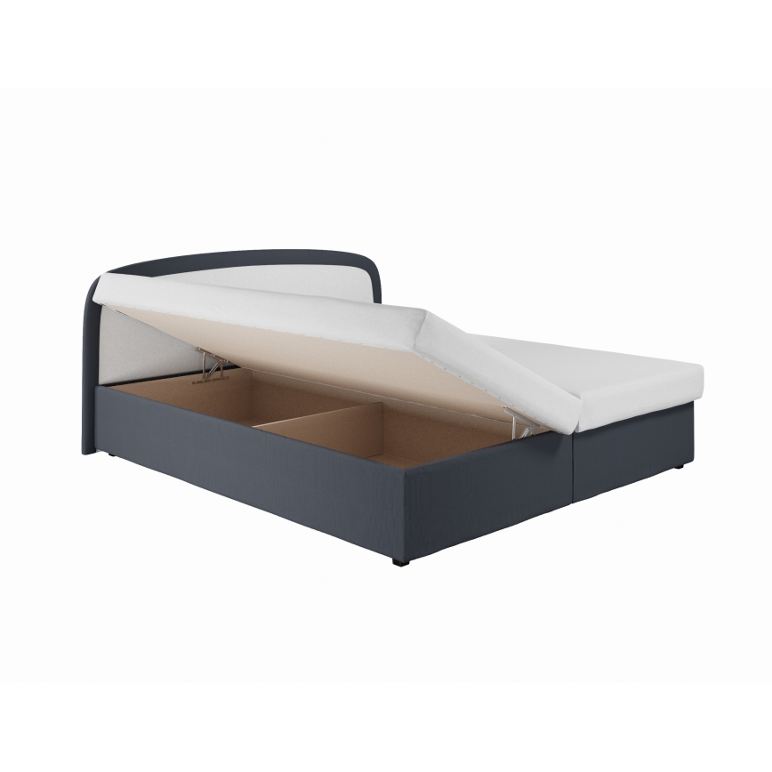 Gestoffeerd bed MALIA 160x200 met binnenveringsmatras en opbergruimte, grijs