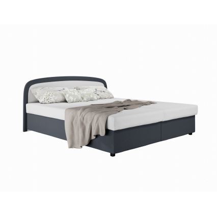 Gestoffeerd bed MALIA 160x200 met binnenveringsmatras en opbergruimte, grijs