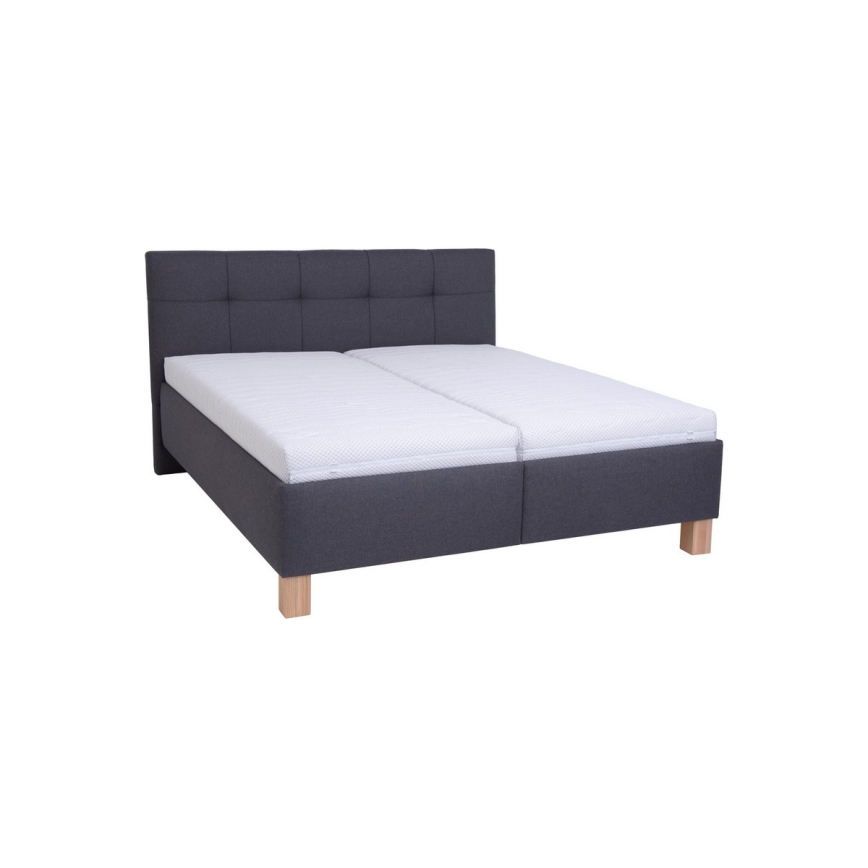 Gestoffeerd bed MARIA 160x200 cm met matras en opbergruimte grijs