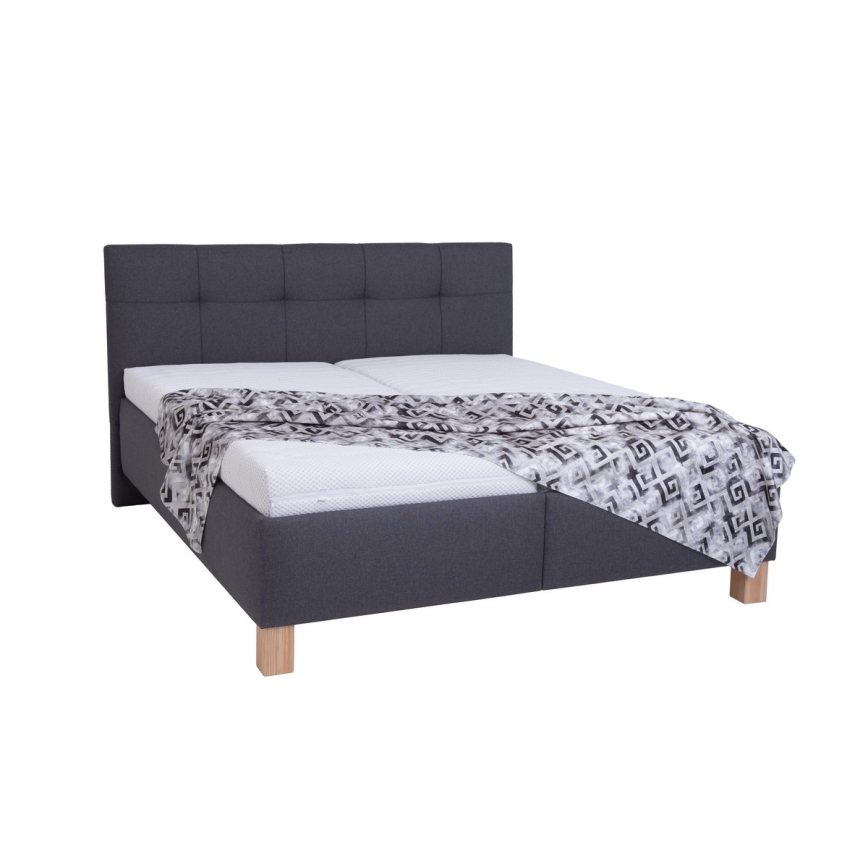 Gestoffeerd bed MARIA 160x200 cm met matras en opbergruimte grijs