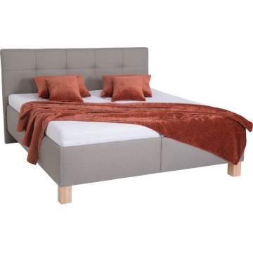 Gestoffeerd bed MARIA 160x200 cm met matras en opbergruimte, taupe