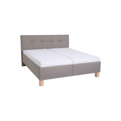 Gestoffeerd bed MARIA 160x200 cm met matras en opbergruimte, taupe