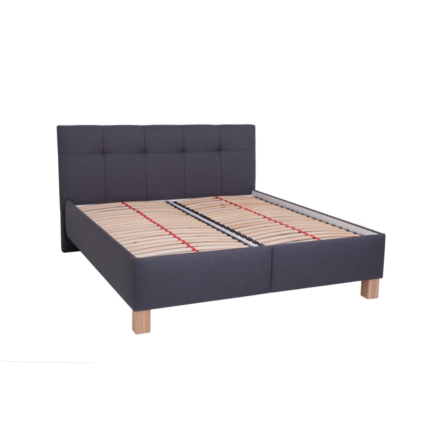 Gestoffeerd bed MARIA 180x200 cm met matras en opbergruimte, grijs