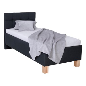 Gestoffeerd bed MARIA ONE 90x200 cm met opbergruimte, zonder matras, antraciet