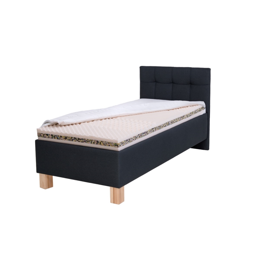Gestoffeerd bed MARIA ONE 90x200 cm met opbergruimte, zonder matras, antraciet