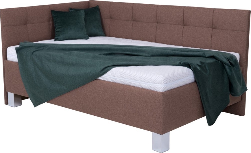 Gestoffeerd bed MARIA PETITE 120x200 cm met opbergruimte, zonder matras, bruin
