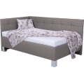 Gestoffeerd bed MARIA PETITE 120x200 cm met opbergruimte, zonder matras, taupe
