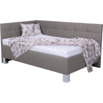 Gestoffeerd bed MARIA PETITE 120x200 cm met opbergruimte, zonder matras, taupe