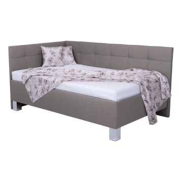 Gestoffeerd bed MARIA PETITE 120x200 cm taupe, inclusief matras en opbergruimte