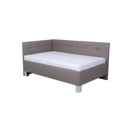 Gestoffeerd bed MARIA PETITE 120x200 cm taupe, inclusief matras en opbergruimte