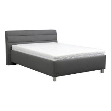 Gestoffeerd bed met een opslagruimte en matras DALMA 140x200 cm grijs/bruin