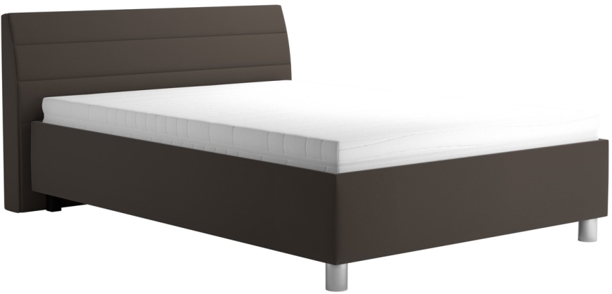 Gestoffeerd bed met een opslagruimte en matras DALMA 140x200 cm grijs/bruin