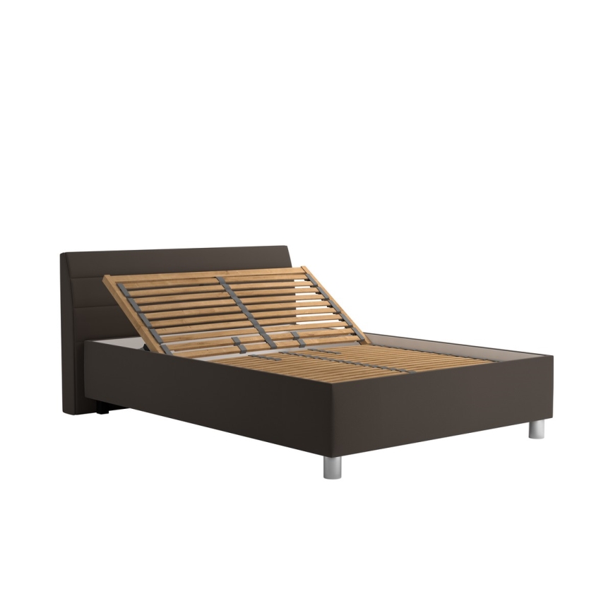 Gestoffeerd bed met een opslagruimte en matras DALMA 140x200 cm grijs/bruin