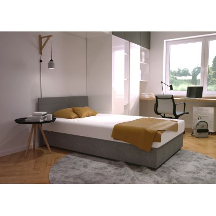 Gestoffeerd bed met een opslagruimte en matras DARIA 120x200 cm grijs
