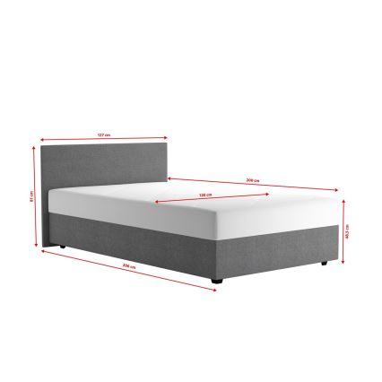 Gestoffeerd bed met een opslagruimte en matras DARIA 120x200 cm grijs