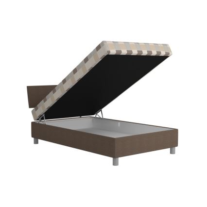 Gestoffeerd bed met een opslagruimte en matras GEORGE 120x200 cm bruin