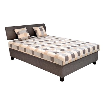 Gestoffeerd bed met een opslagruimte en matras GEORGE 140x200 cm bruin