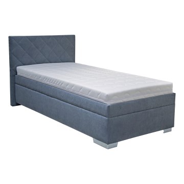 Gestoffeerd bed met een opslagruimte en matras LANA 90x200 cm blauw