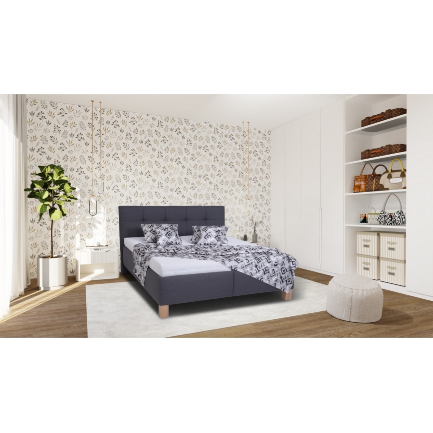 Gestoffeerd bed met een opslagruimte zonder matras MARIA 160x200 cm grijs