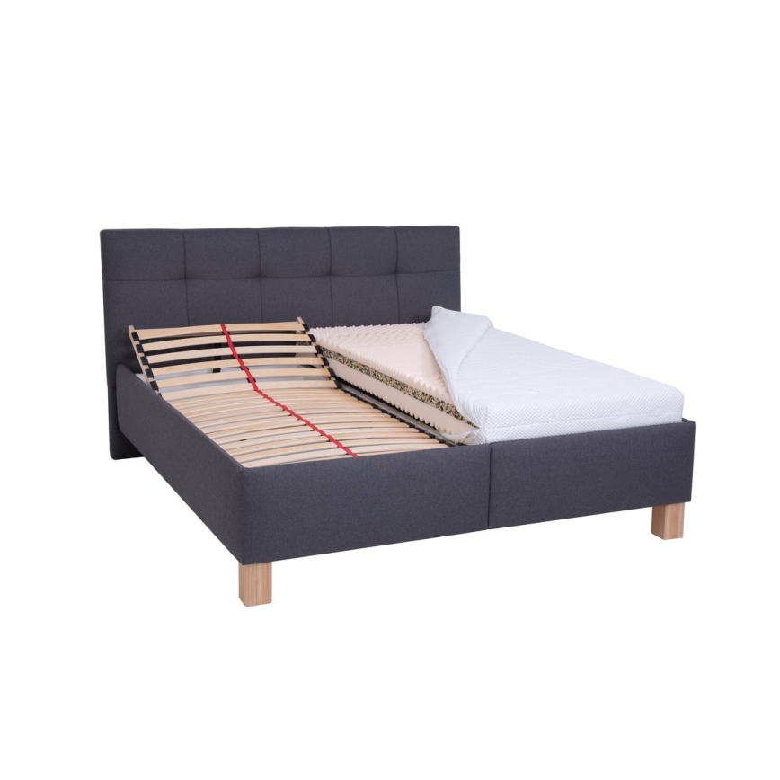 Gestoffeerd bed met een opslagruimte zonder matras MARIA 160x200 cm grijs