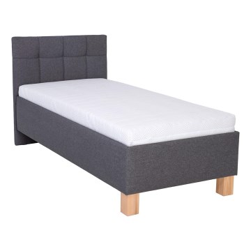Gestoffeerd bed met een opslagruimte zonder matras MARIA ONE 90x200 cm grijs